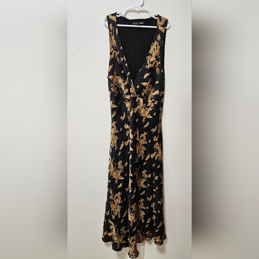 Vtg Black Market Silk Midi Dress Size S